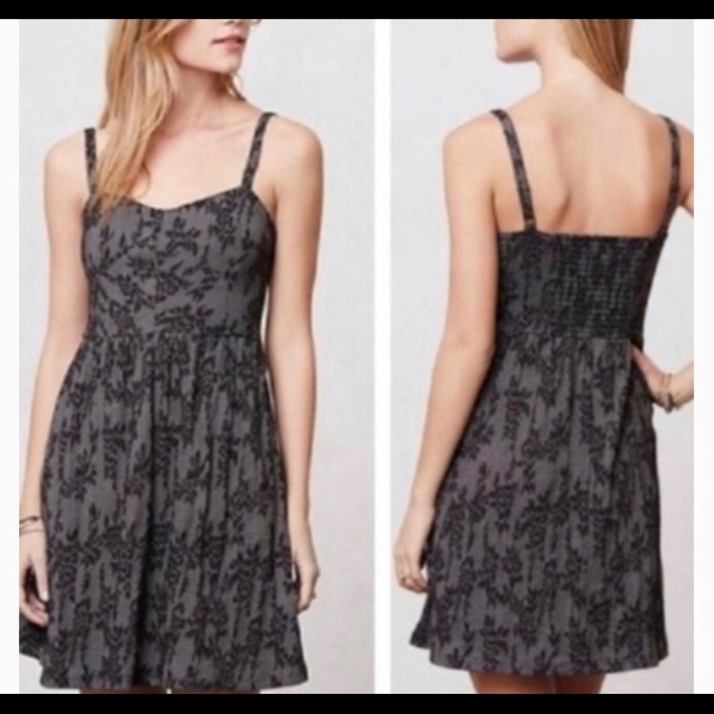 Anthropologie Lilka XS Black Floral Dress